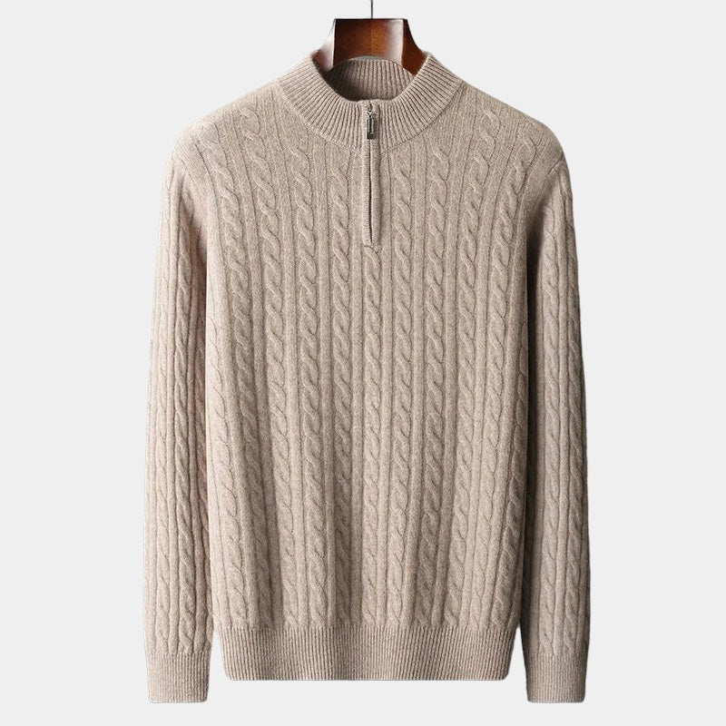 ThorneTailor™ | Merino Wool Knitted Quarter-Zip Sweater