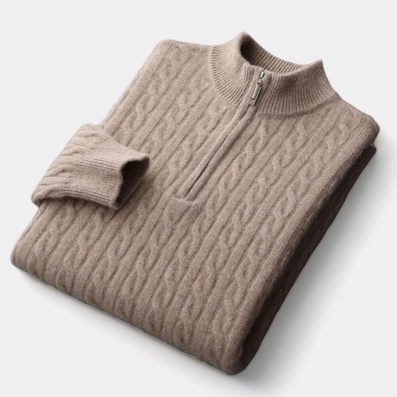 ThorneTailor™ | Merino Wool Knitted Quarter-Zip Sweater