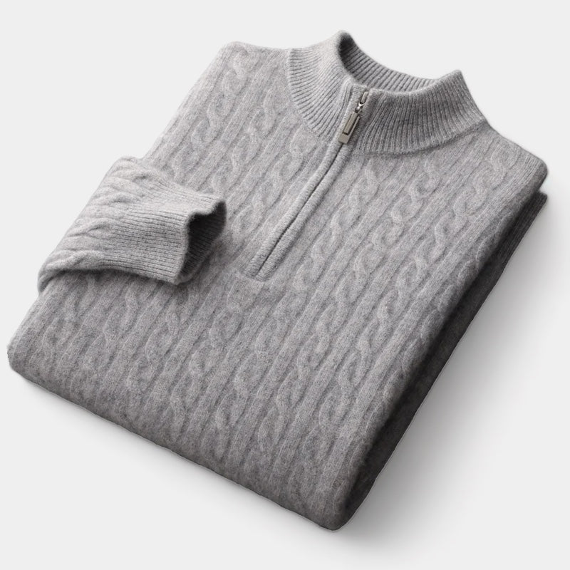 ThorneTailor™ | Merino Wool Knitted Quarter-Zip Sweater