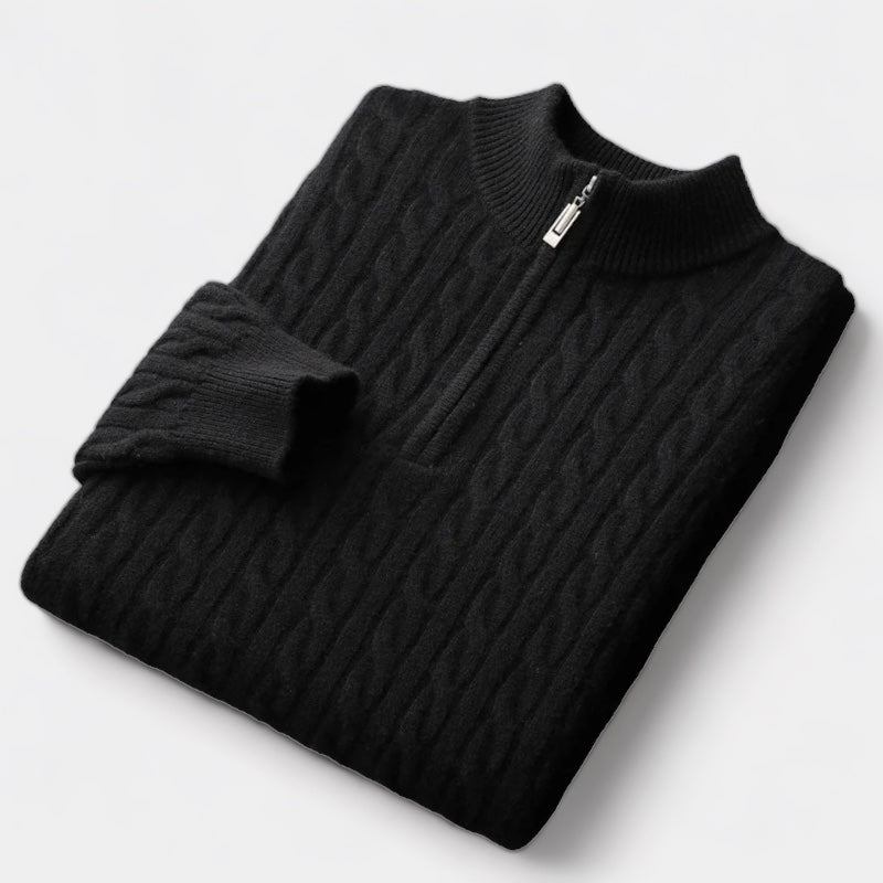 ThorneTailor™ | Merino Wool Knitted Quarter-Zip Sweater